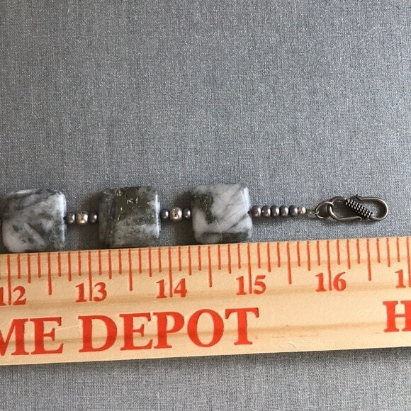 Vintage Handmade Quartz Pyrite Pearls Sterling Silver Necklace approx 16 inch - Picture 7 of 8